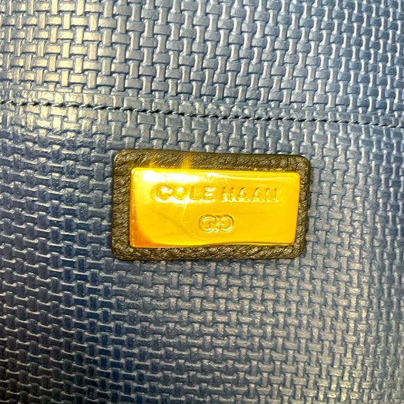 COLE HAAN Vintage Blue Satchel/Crossbody Black Trim,Gold Hardware. EUC! - Picture 2 of 14